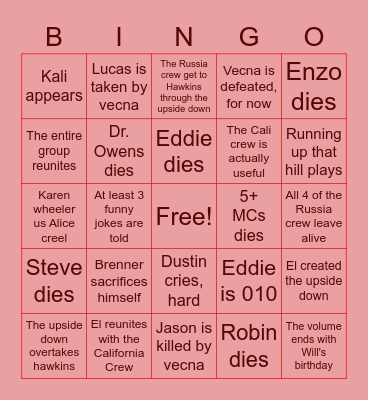 ST Predictions Bingo Card