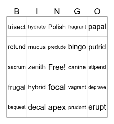 5.2 Bingo Card