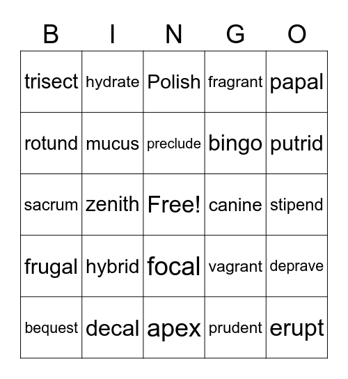 5.2 Bingo Card