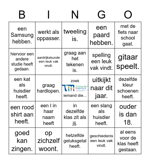 Zoek iemand die... Bingo Card