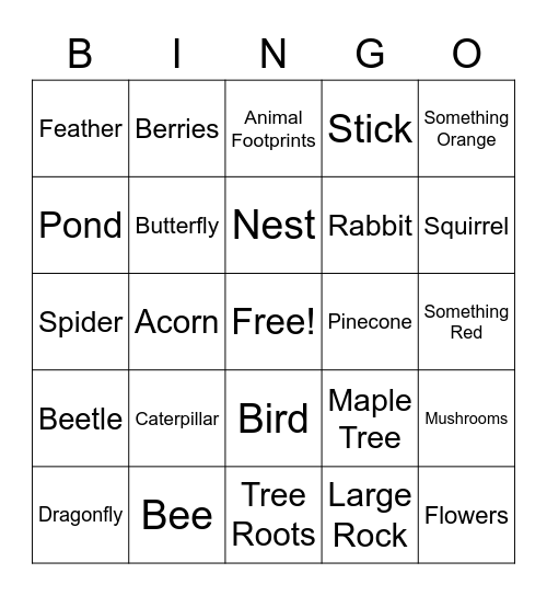 Green Iowa's Nature Bingo! Bingo Card