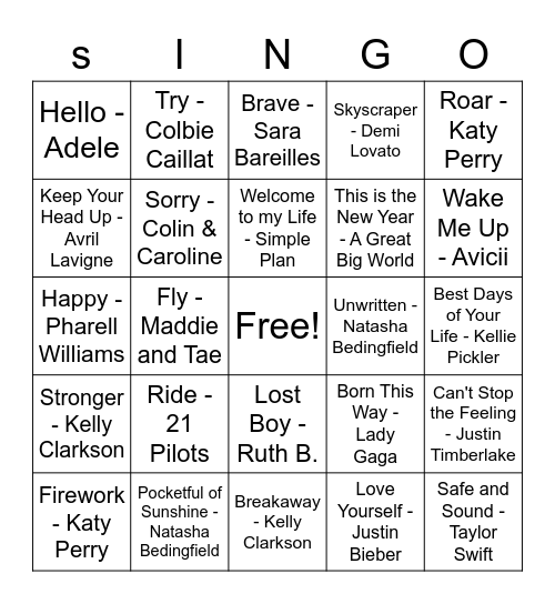 Emotions Singo Bingo Card