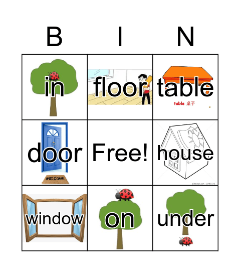 house in on under Bingo Card