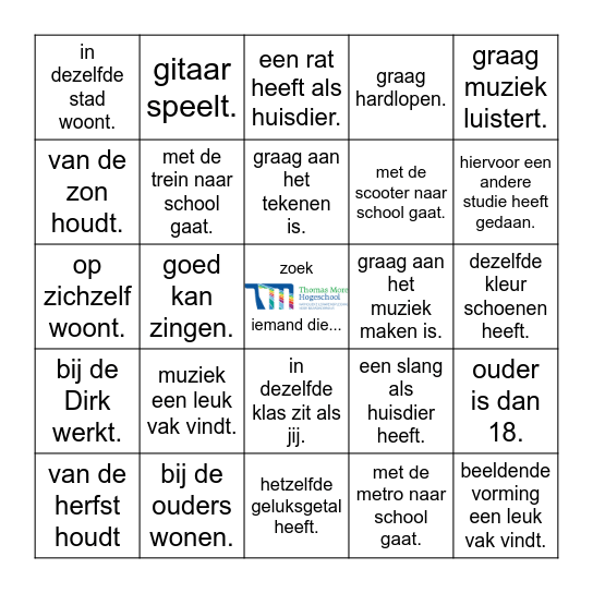 Zoek iemand die... Bingo Card