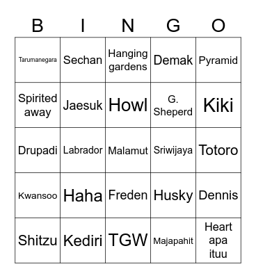 Memar Bingo Card