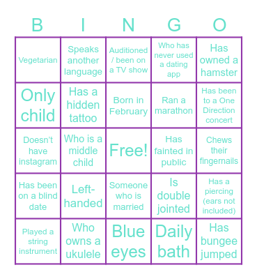 Person Bingo! Bingo Card