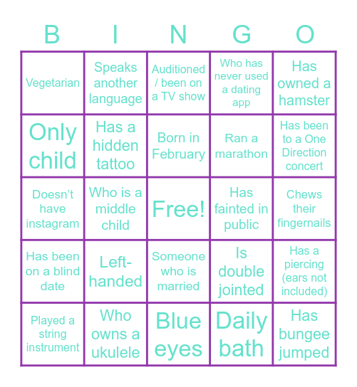 Person Bingo! Bingo Card