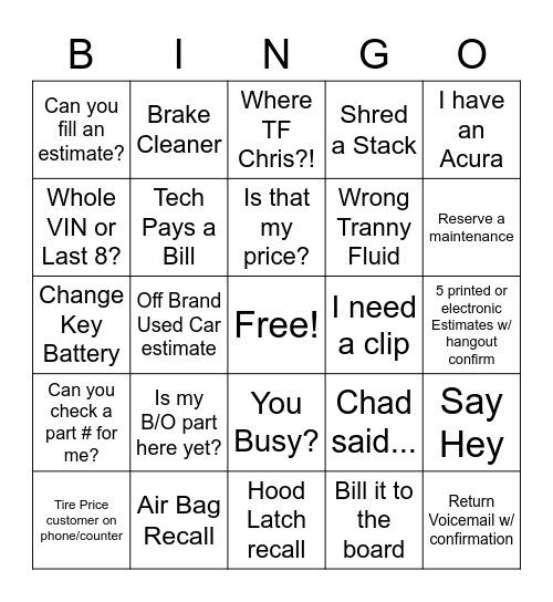 In - Say Hey / Out - Are You Chris? Bingo Card