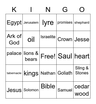 THE King of Israel Bingo Card
