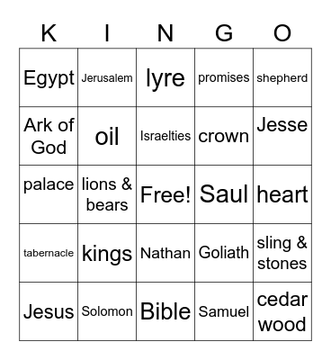 King David Bingo Card