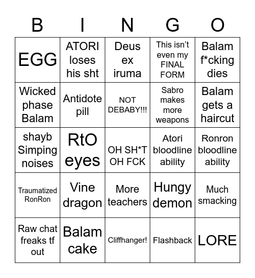 Atorifying Bingo! Bingo Card