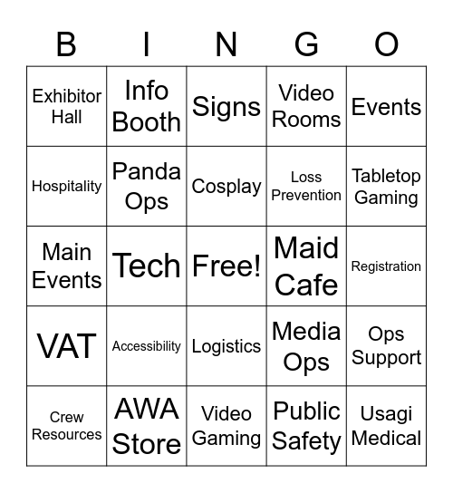 Anime Weekend Atlanta Bingo Card