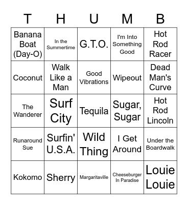 Beach Time Oldies Bingo Card