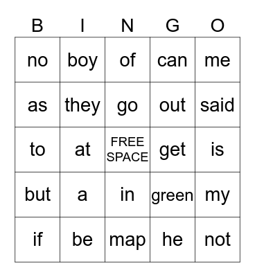 Keyshon's Sight Words Bingo Card