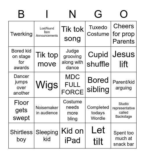 Wed round 2 Bingo Card