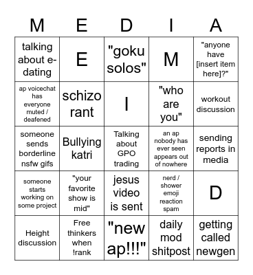 Media bingo Card