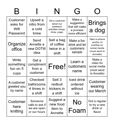 Mint Hill Coffee and Social House Bingo Card