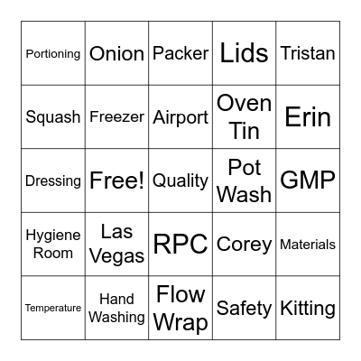 Bingo July Bingo Card