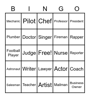 Bridge Career Bingo Card