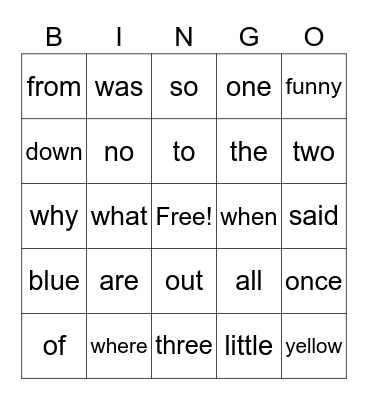 Tricky Words Week 4 Bingo Card