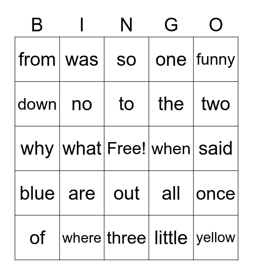 Tricky Words Week 4 Bingo Card