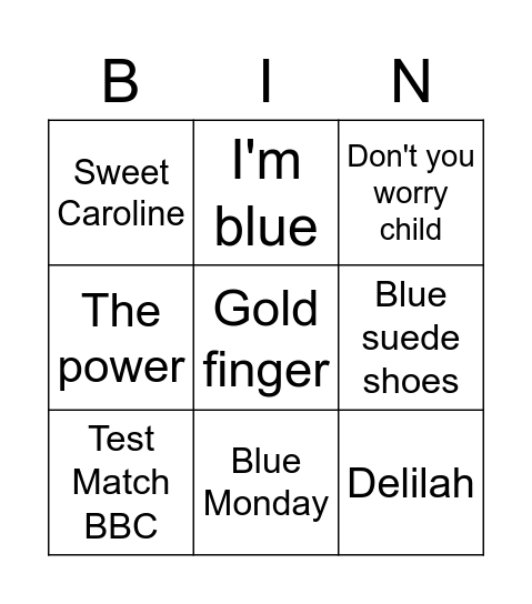 PCC Music Bingo Card