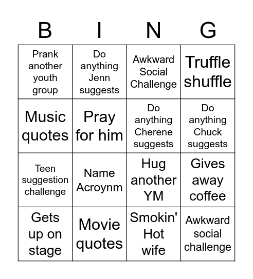 Travis Fox Bingo Card