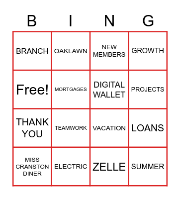CMECU ALL STAFF BINGO Card