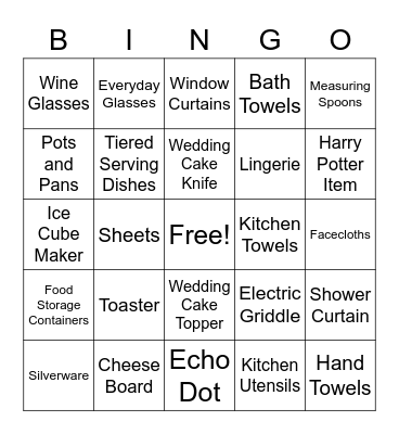 Tessa's Bridal Shower Bingo Card