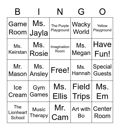 Camp Happy Hearts Bingo Card