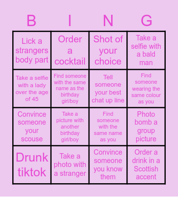 Birthday bingo Card