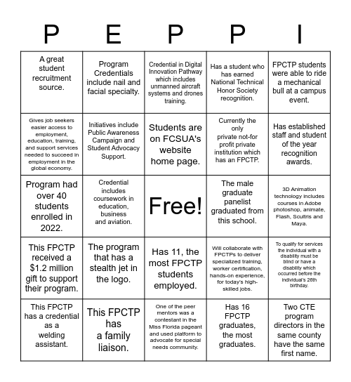 FLPEPPI Bingo Card