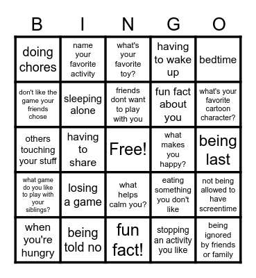 Anger Triggers Bingo Card