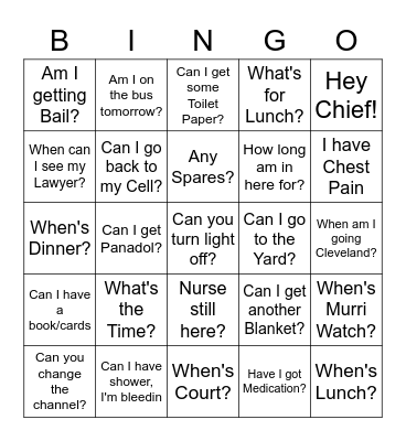 Watch House Bingo Card