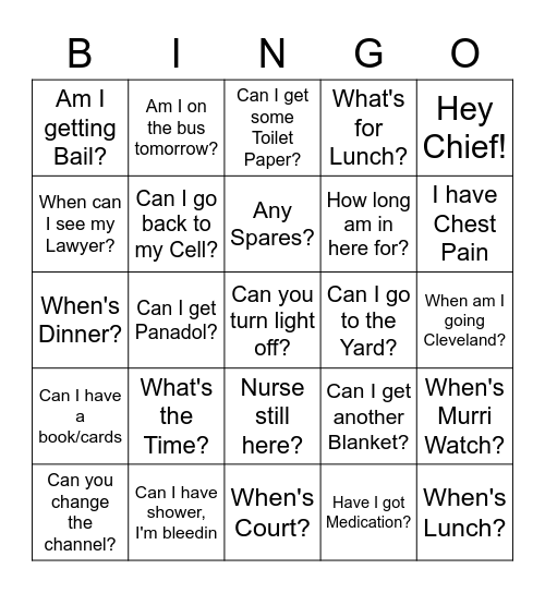 Watch House Bingo Card
