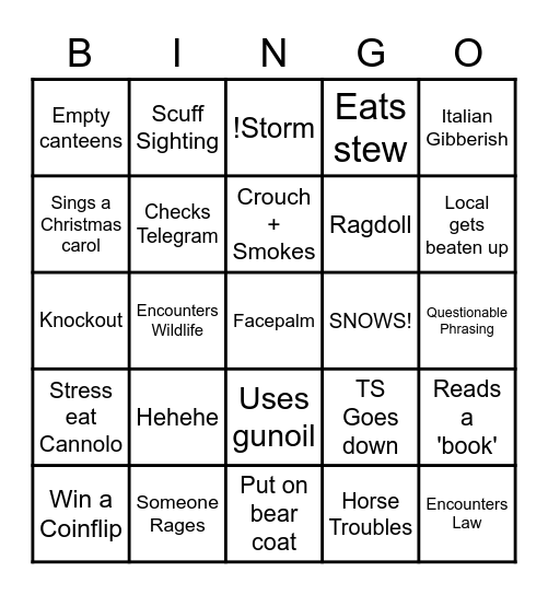 Cesare Bingo - Partnered Subathon Bingo Card