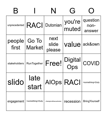 Town Hall Bingo Card