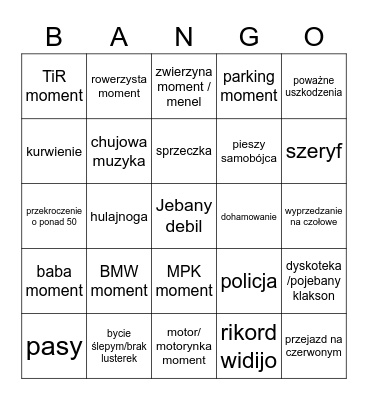 Stopcham Bingo Card