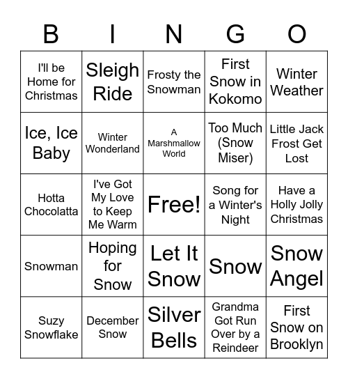 Snow Bingo Card