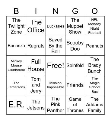 TV SHOW THEME Bingo Card
