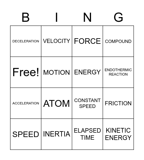 MOTION Bingo Card