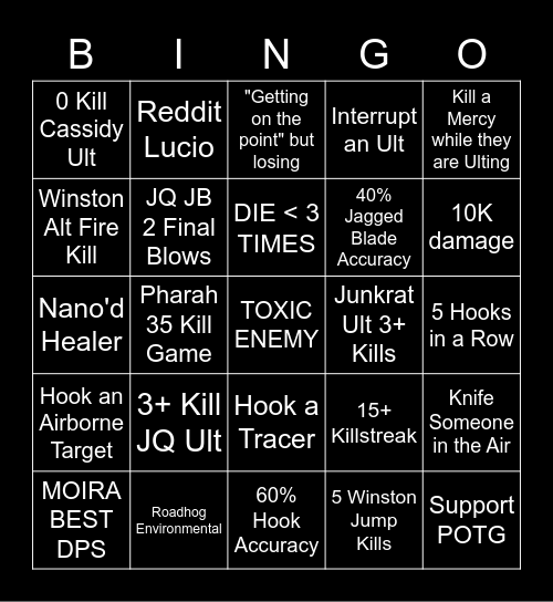 OW2 BANGO Bingo Card