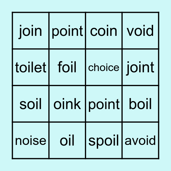 oi words Bingo Card