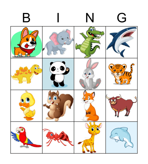 Animal bingo Card