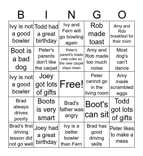 Main Idea and Supporting Details Bingo Card