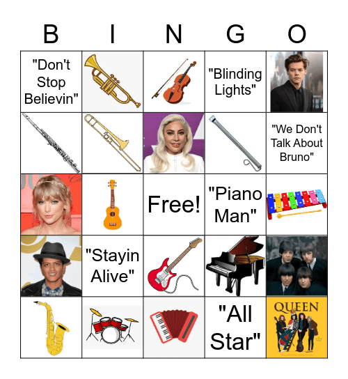Music Bingo Card