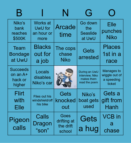 Niko Birthday Bingo Card