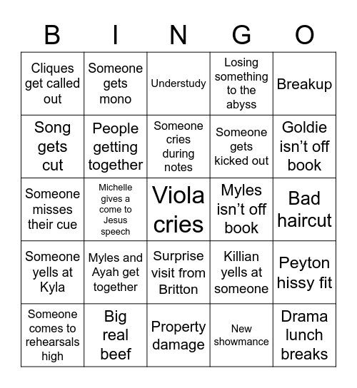 Mamma Mia Bingo Card