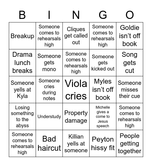 Mamma Mia Bingo Card