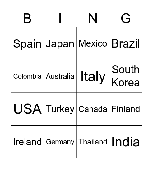 FOOD BINGO! Bingo Card